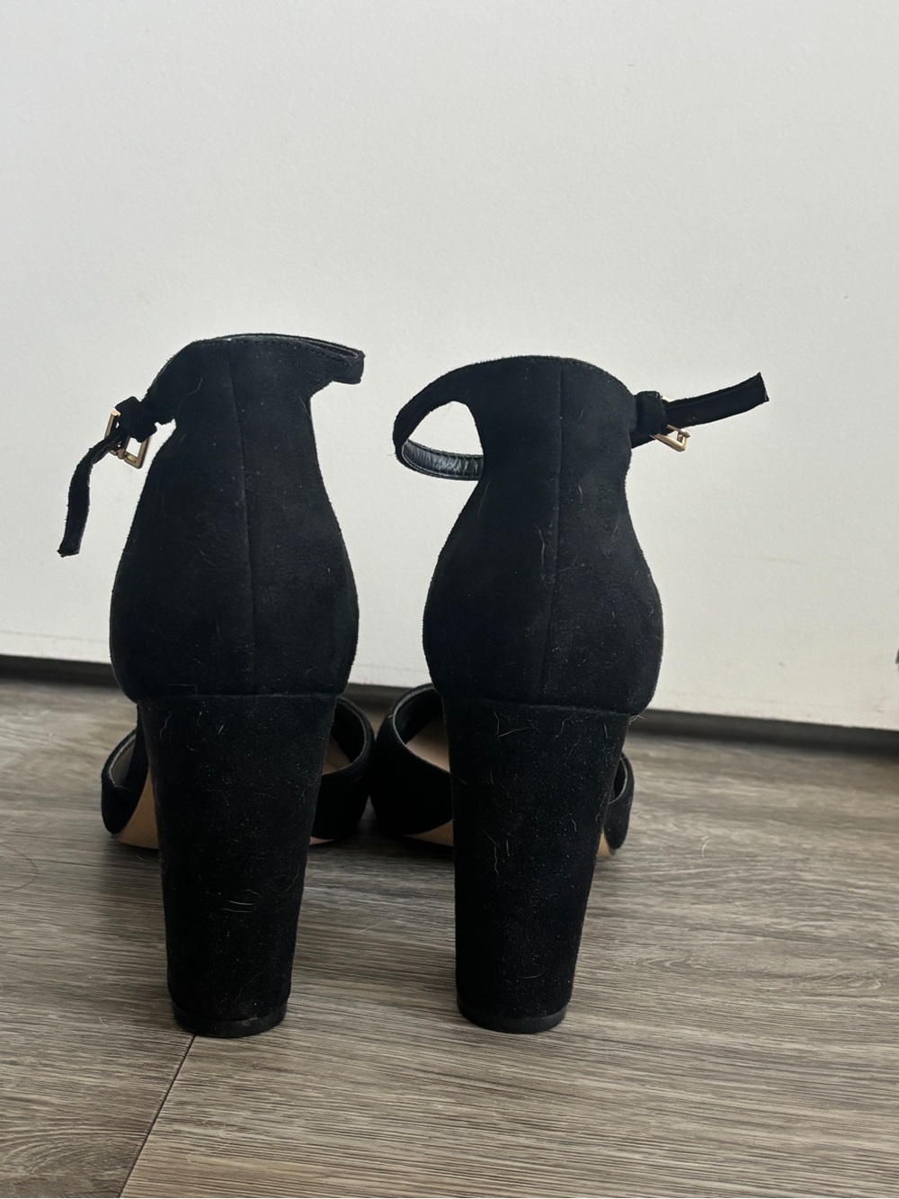 Aldo Black Pointed Toe Ankle-Strap Block Heels - Picture 7 of 8